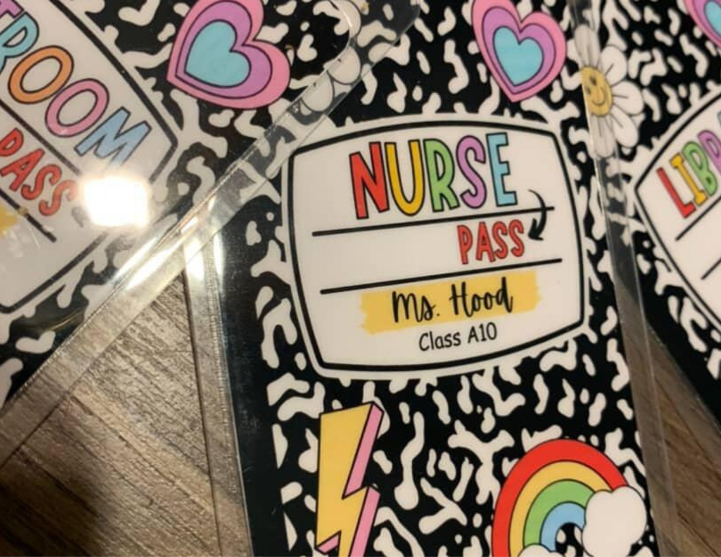 Classroom Hall Pass Set (6) – Durable & Reusable with Lanyards