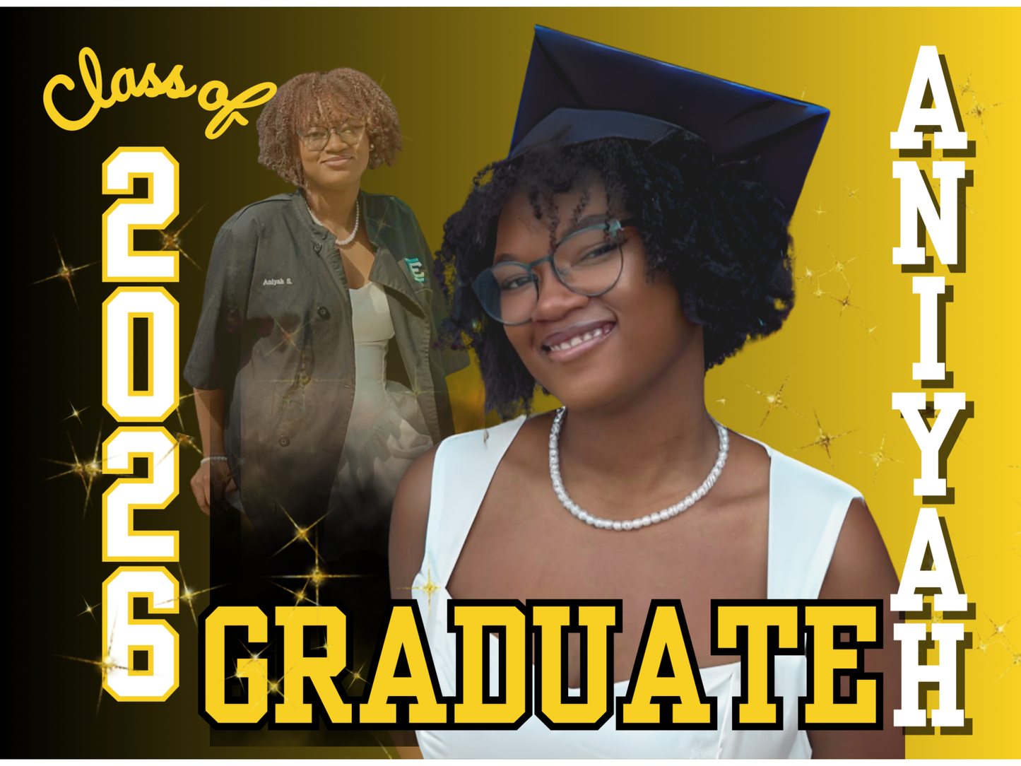 Personalized Graduation Yard Sign | Custom Photo Grad Sign | 14x19 Lawn Sign with Stake | Class of 2026 Graduation Decor