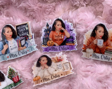 Personalized Teacher Badge Reel Set – First Semester Collection | 5 Interchangeable Acrylic Toppers