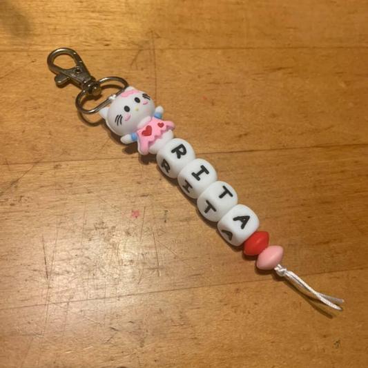 Personalized Name Bead Keychain with Clip – Custom Name Bag Charm, Backpack Keychain, Gift for Kids & Adults