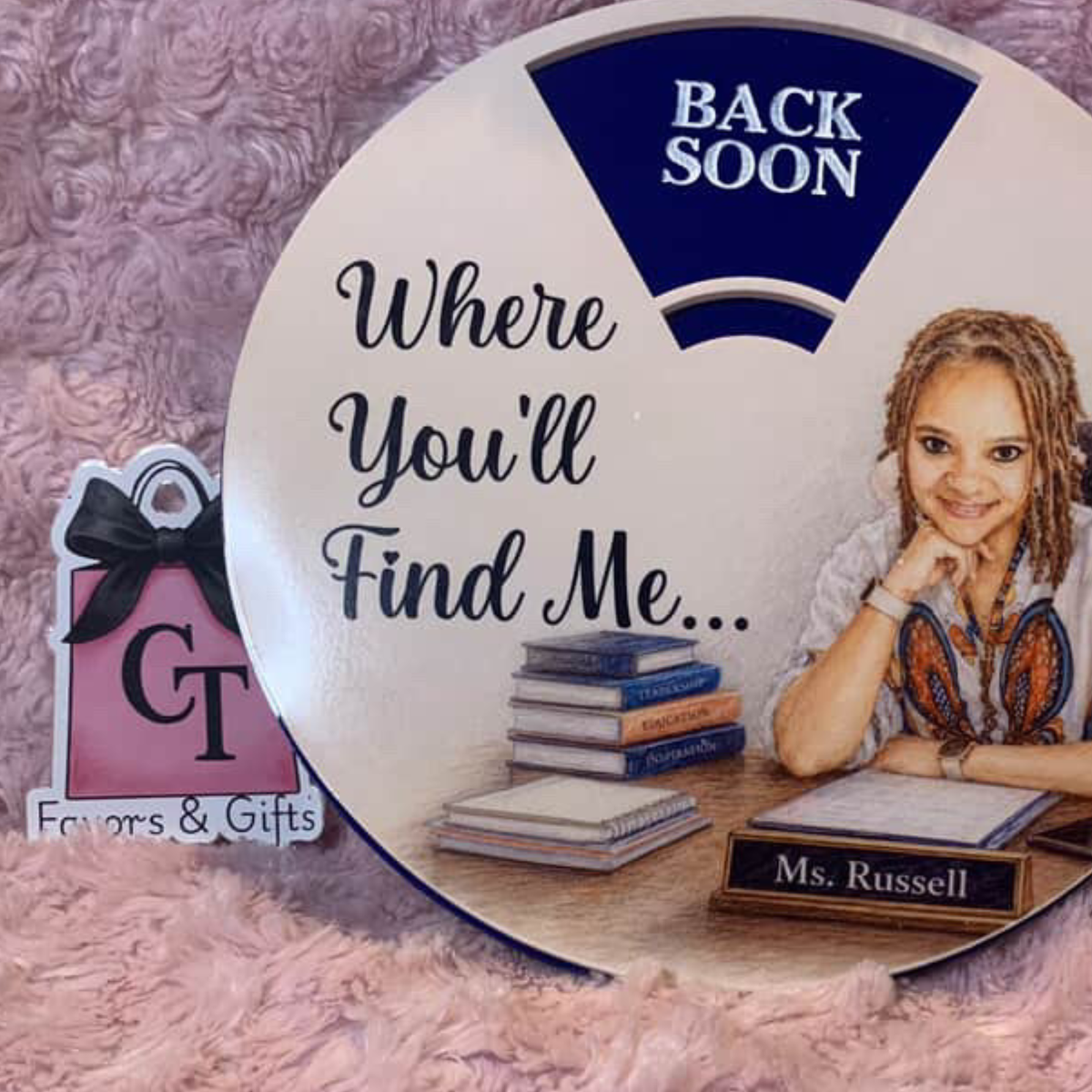 Personalized Rotating Office Door Sign – Custom Illustrated Design