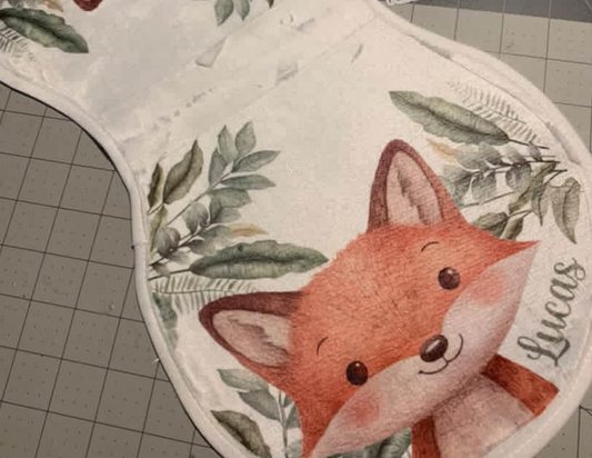 Personalized Baby Burp Cloth | Custom Name Burp Cloth | Fox, Elephant, or Custom Design