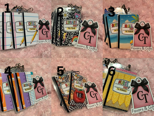 Classroom Hall Pass Set (6) – Durable & Reusable with Lanyards