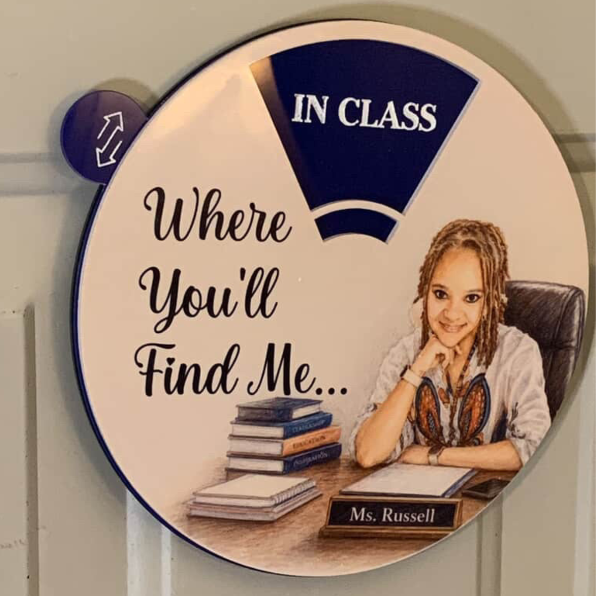 Personalized Rotating Office Door Sign – Custom Illustrated Design