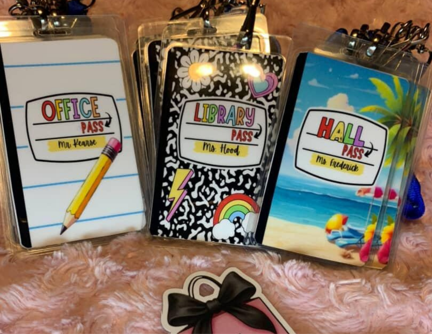 Classroom Hall Pass Set (6) – Durable & Reusable with Lanyards