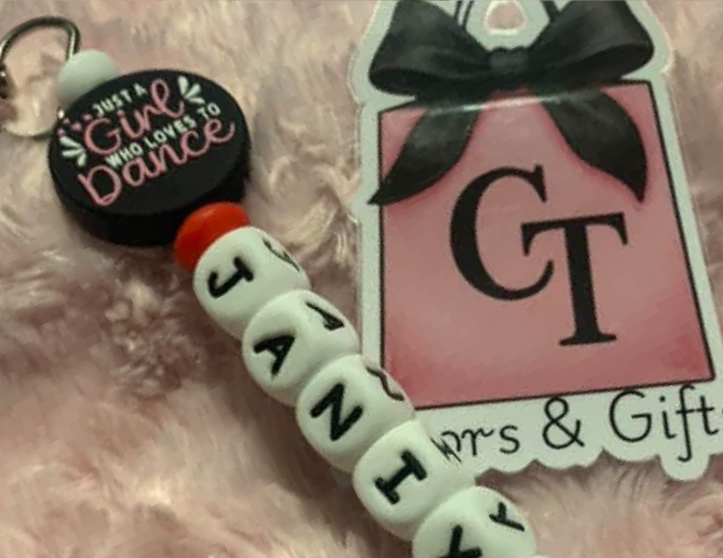Name Bead Bag Charm with Clip – Custom Name Charm for Backpacks, Purses & Bags