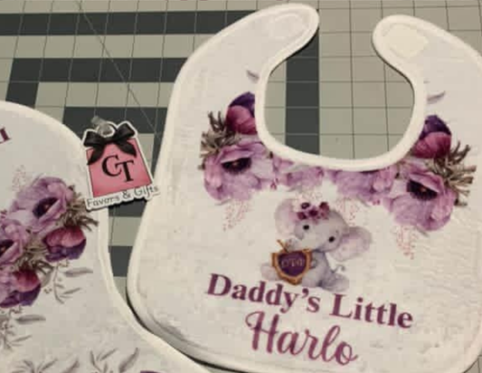 Personalized Baby Bib | Custom Name Bib | Fox, Elephant or Custom Design