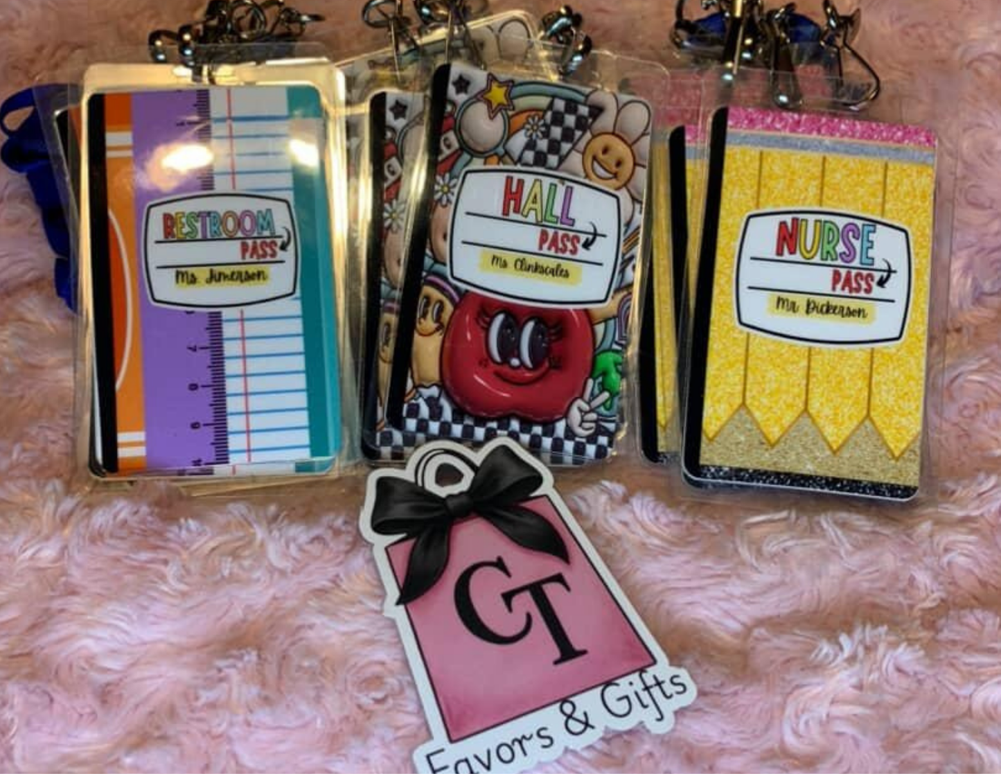 Classroom Hall Pass Set (6) – Durable & Reusable with Lanyards