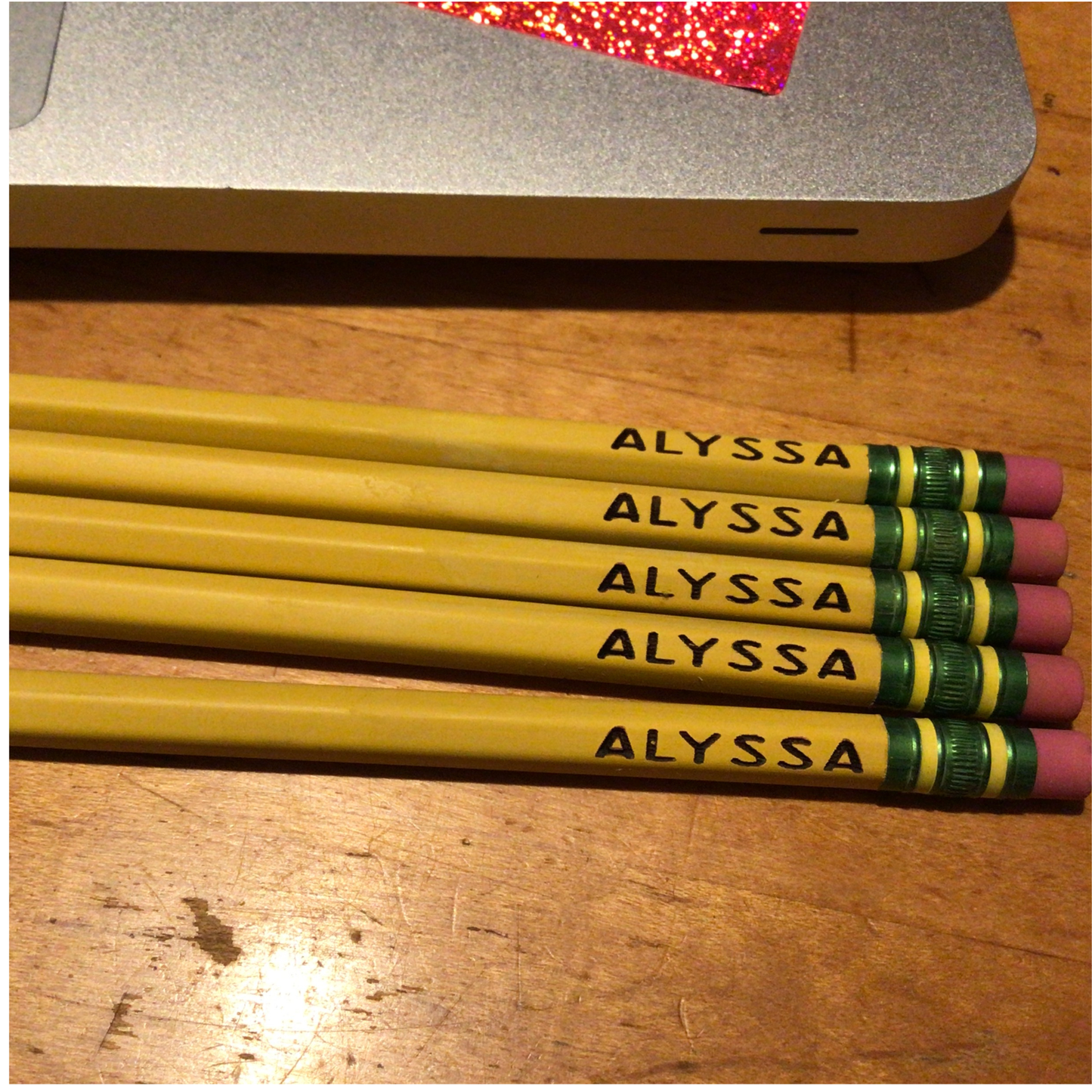 Personalized Name Pencils | Large Laser Engraved Pencils | Custom School Pencils | Teacher Gift | Back to School | Set of 5 or 10
