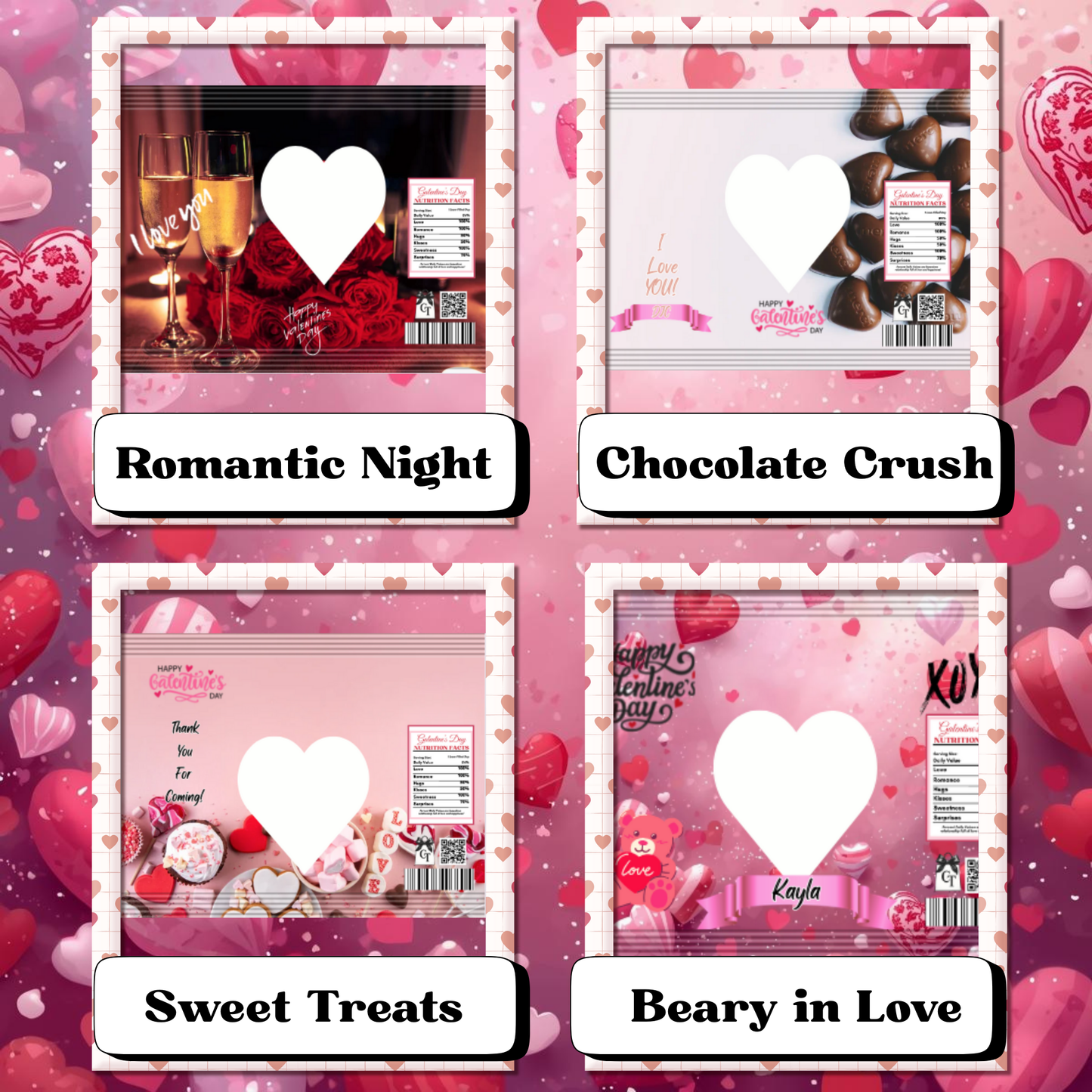 Mini Triangle Candy Favor Bags with Heart Window (Filled or Empty)