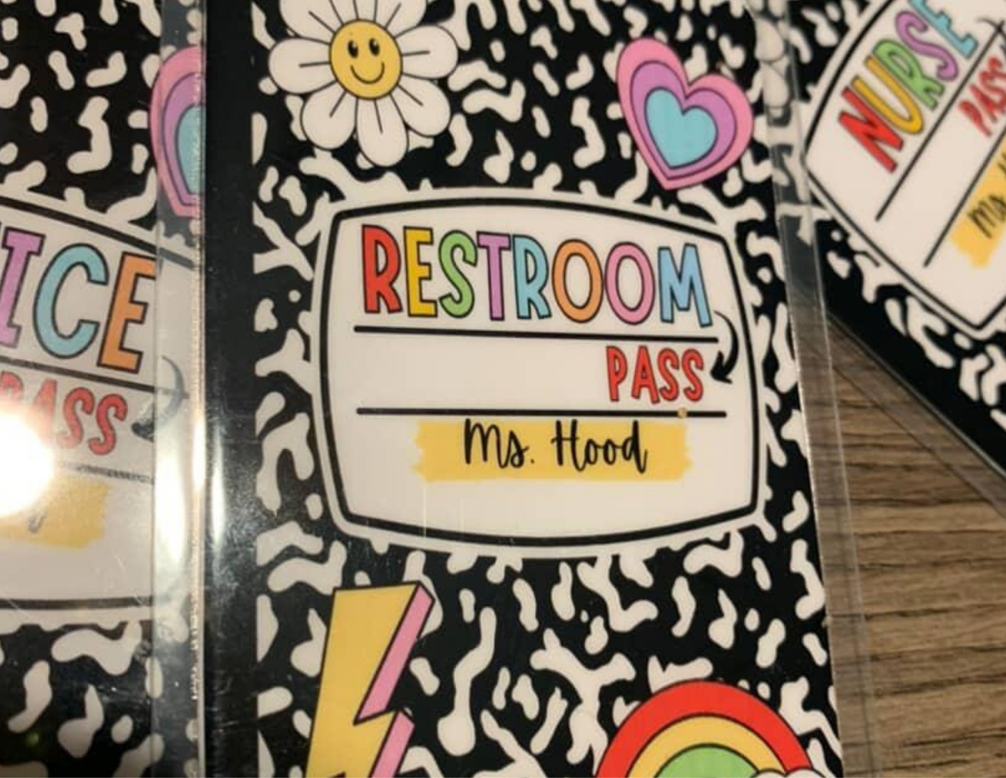Classroom Hall Pass Set (6) – Durable & Reusable with Lanyards