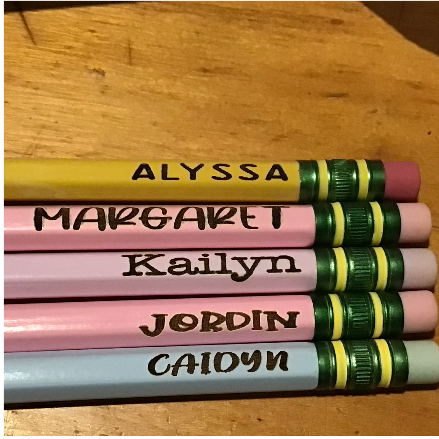 Personalized Name Pencils | Large Laser Engraved Pencils | Custom School Pencils | Teacher Gift | Back to School | Set of 5 or 10