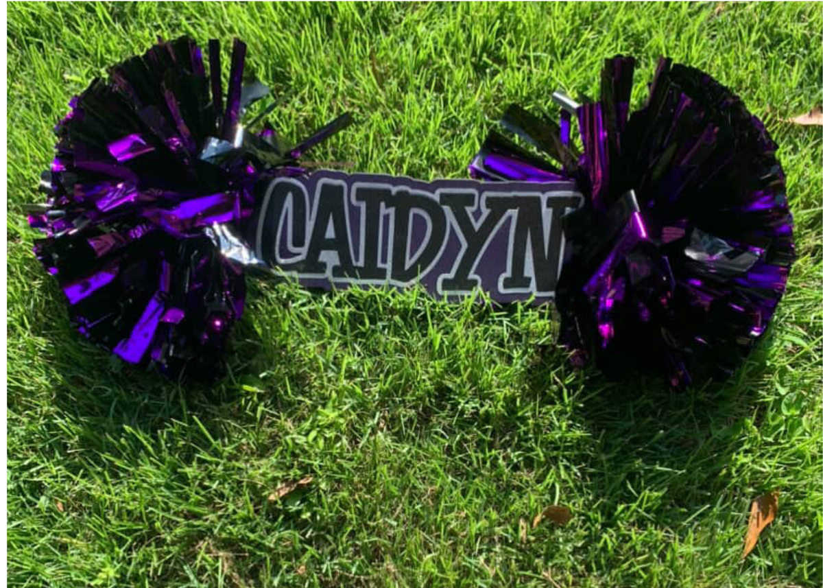 Personalized Name Cheer Stick – 2 Pom Poms | Custom Sports Spirit Stick