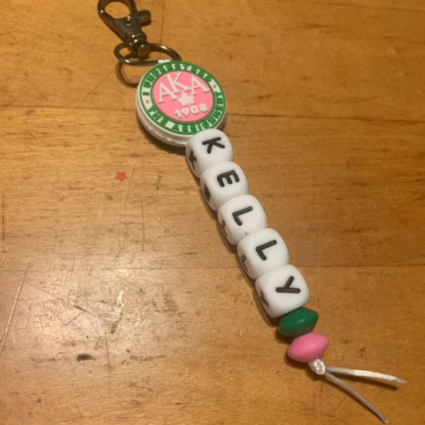 Personalized Name Bead Keychain with Clip – Custom Name Bag Charm, Backpack Keychain, Gift for Kids & Adults
