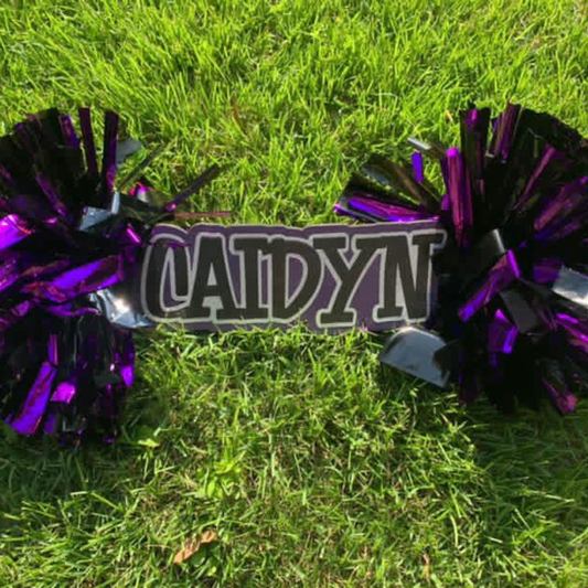 Personalized Name Cheer Stick – 2 Pom Poms | Custom Sports Spirit Stick