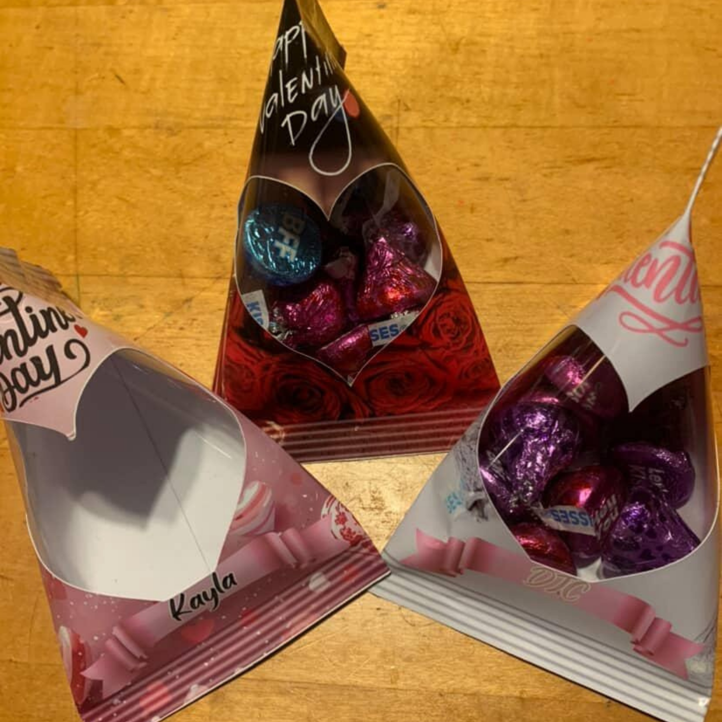 Mini Triangle Candy Favor Bags with Heart Window (Filled or Empty)