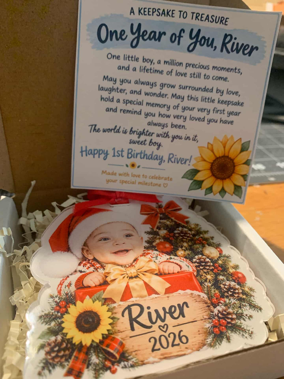 Personalized Photo Keepsake Ornament – Custom AI Photo Transformation, 3.75 Inch Gift with Box