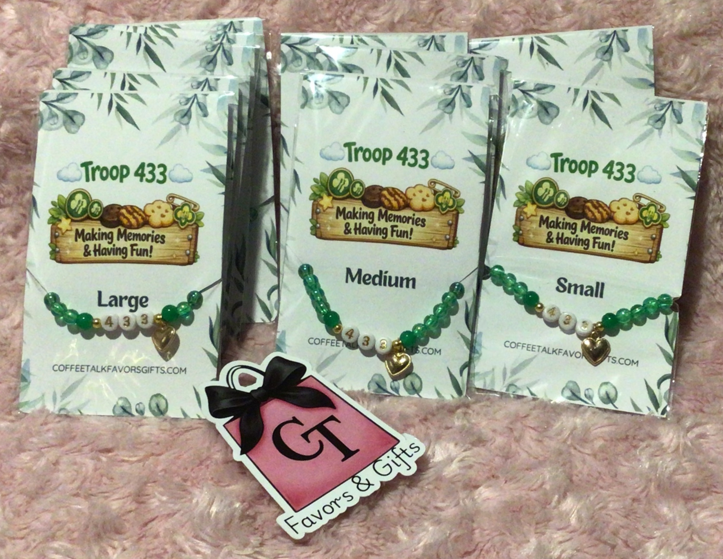 Custom Acrylic Bead Stretch Bracelets | Party Favor Bracelets | Name, Theme, or Troop Number | Girl Scouts, Birthdays & Events