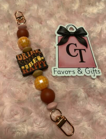 Beaded Phone Charm Grip — Coffee, Teacher & Character Styles