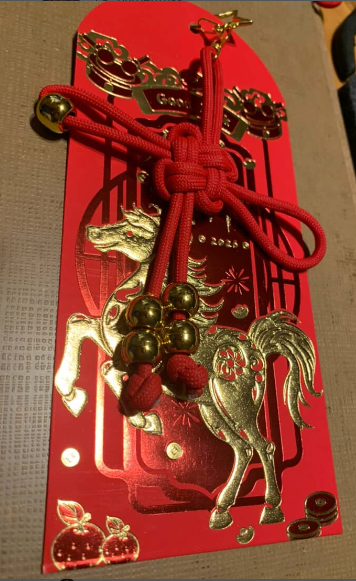 Chinese Lucky Knot Keychain – Red New Year Good Luck Charm with Gold Beads