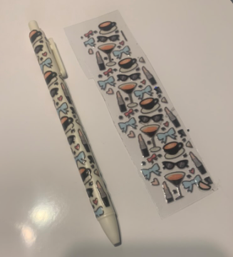 Espresso Martini & Pink Bow Pen Wrap — UV DTF Pen, Blank, or Wrapped Pen