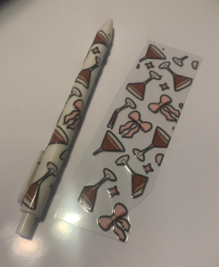 Espresso Martini & Pink Bow Pen Wrap — UV DTF Pen, Blank, or Wrapped Pen