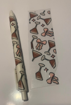 Espresso Martini & Pink Bow Pen Wrap — UV DTF Pen, Blank, or Wrapped Pen
