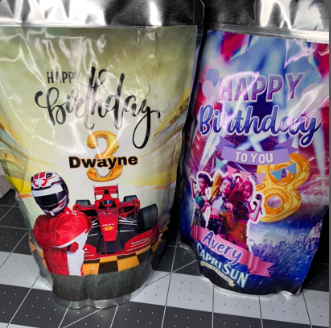 Custom Juice Pouch Party Favors– Printable, Wraps Only, or Filled & Wrapped