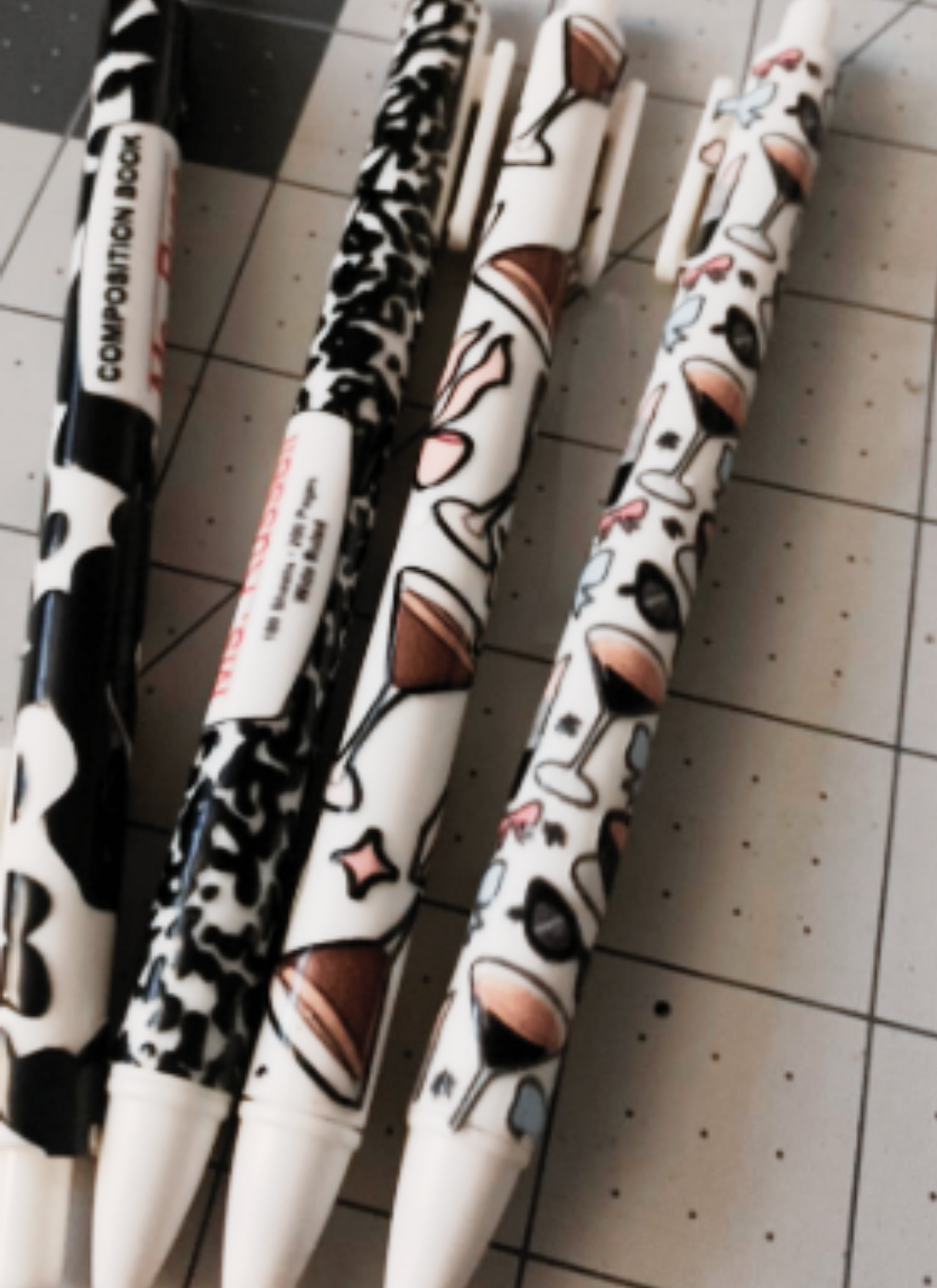 Blue Bow, Lipstick & Sunglasses Pen Wrap — UV DTF Pen, Blank, or Wrapped Pen