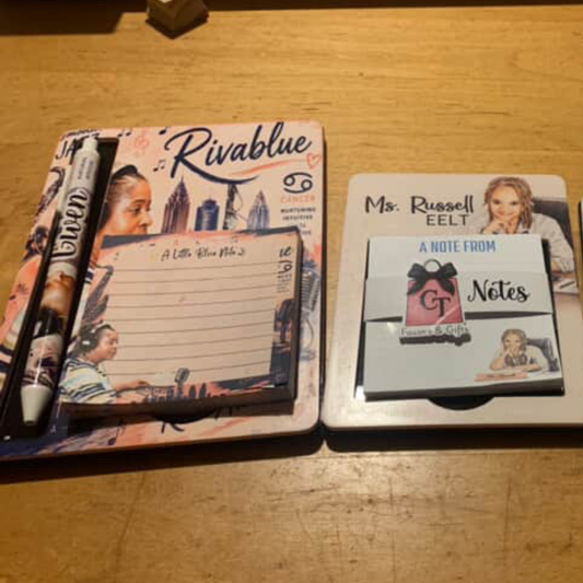 Personalized Notepad Holder with Pen | Custom Desk Organizer | Teacher Gift | Office Desk Accessory | Personalized Gift for Coworker