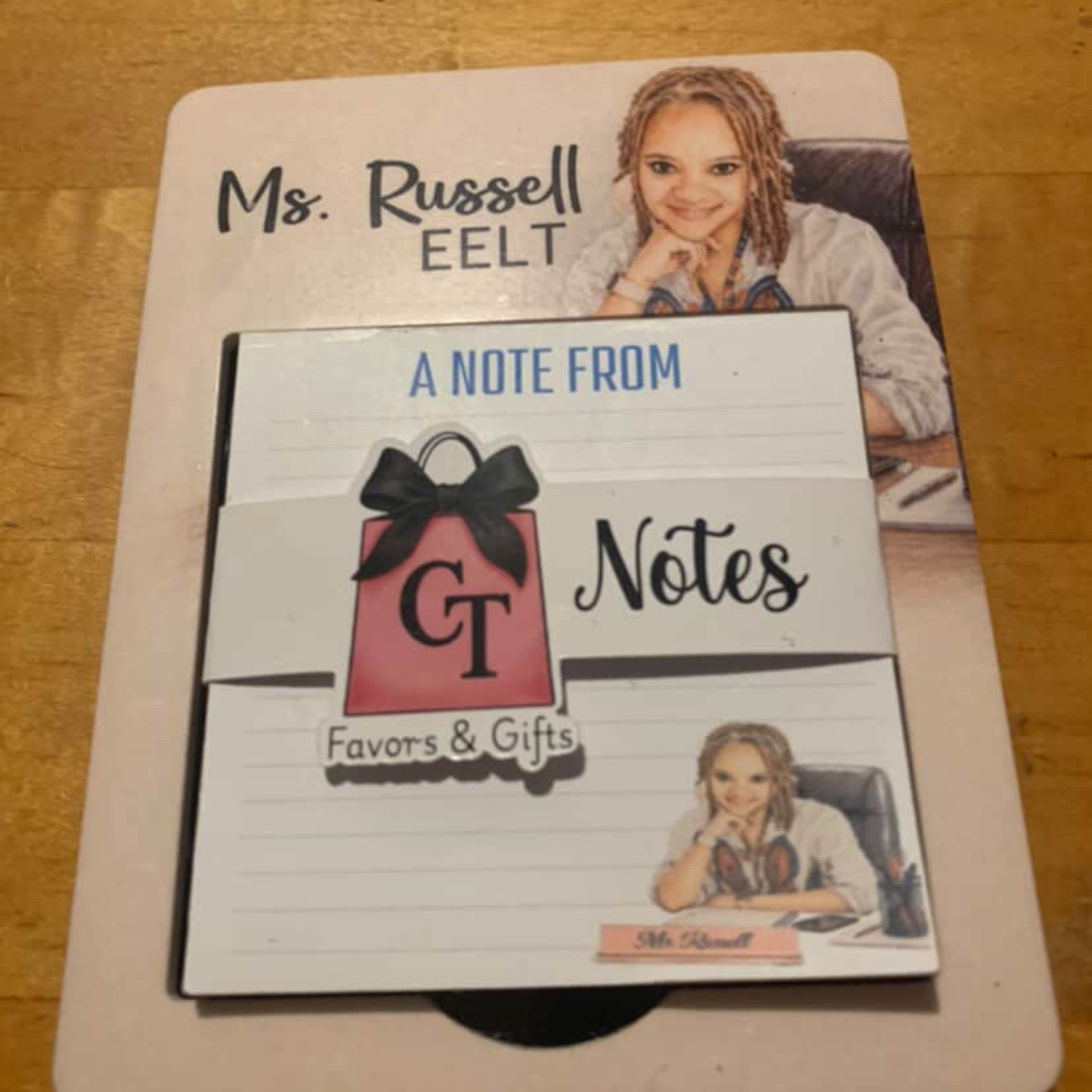 Personalized Notepad Holder with Pen | Custom Desk Organizer | Teacher Gift | Office Desk Accessory | Personalized Gift for Coworker